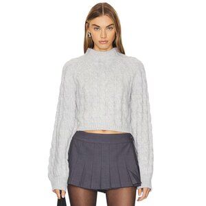 For Love & Lemons Lise Chunky Sweater in Grey Cable Knit